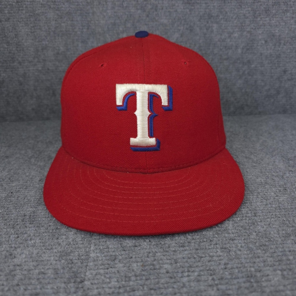 Vintage Texas Rangers Hat Cap Fitted Mens 7 1/4 Red MLB Baseball New Era USA 90s